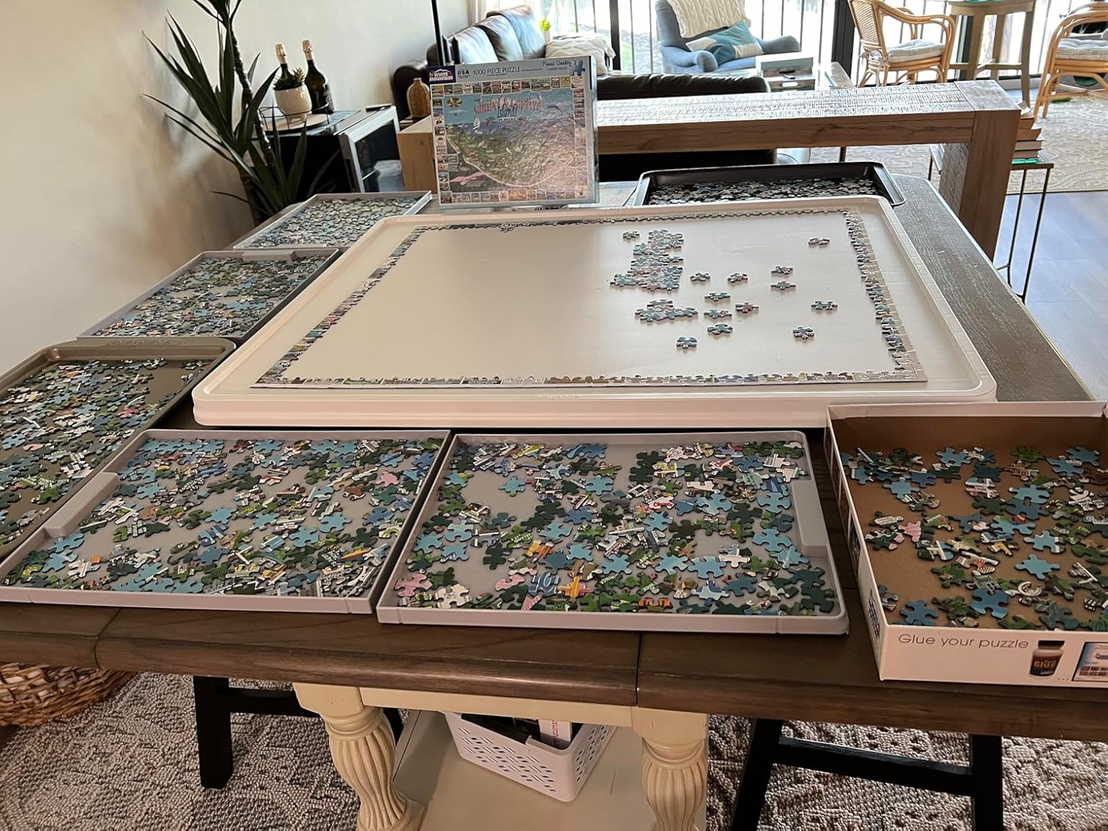 Customer review photo of Playboda whiteboard puzzle board with grey drawers and rotating feature in use