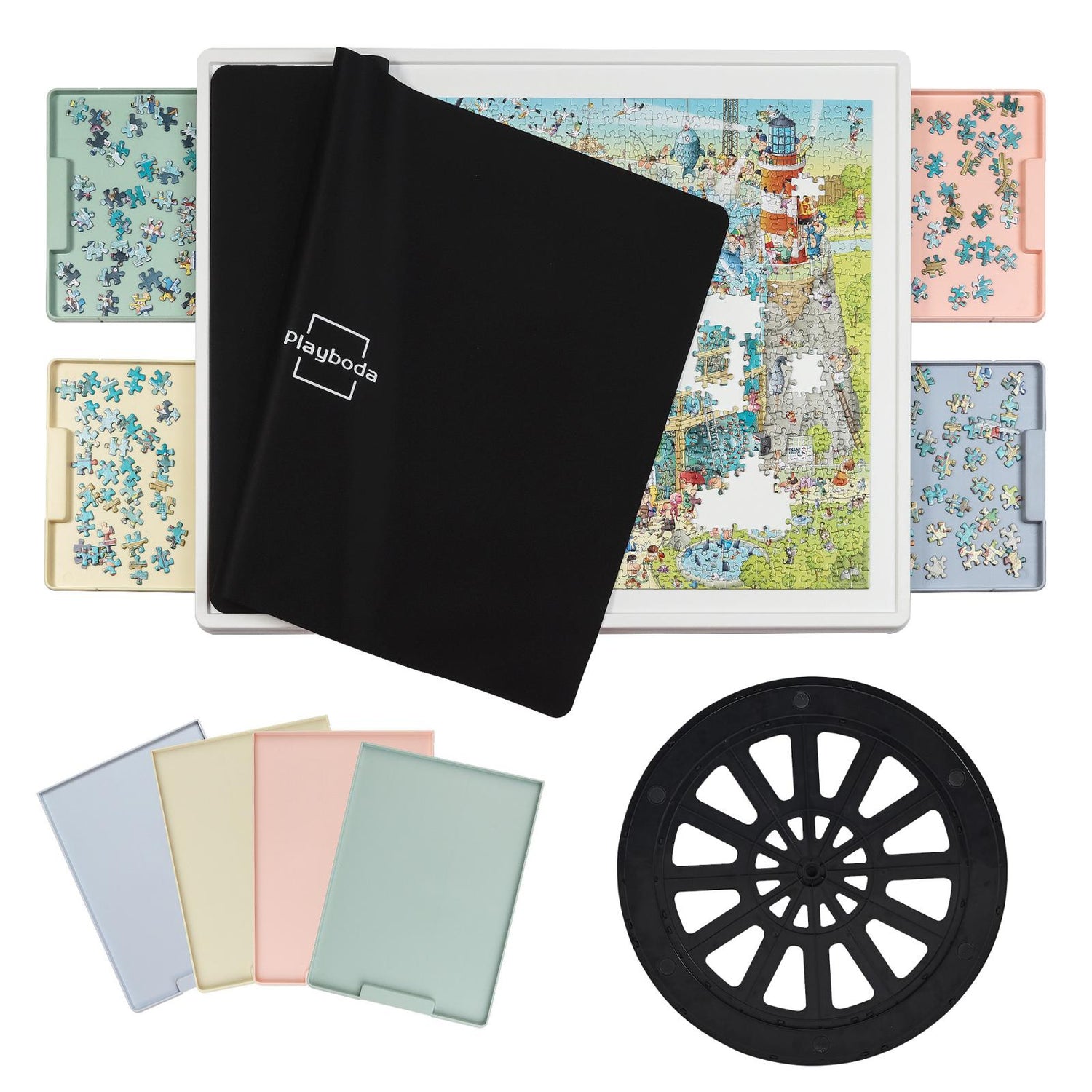 1000-Piece Rotating Puzzle Board · Color Drawers