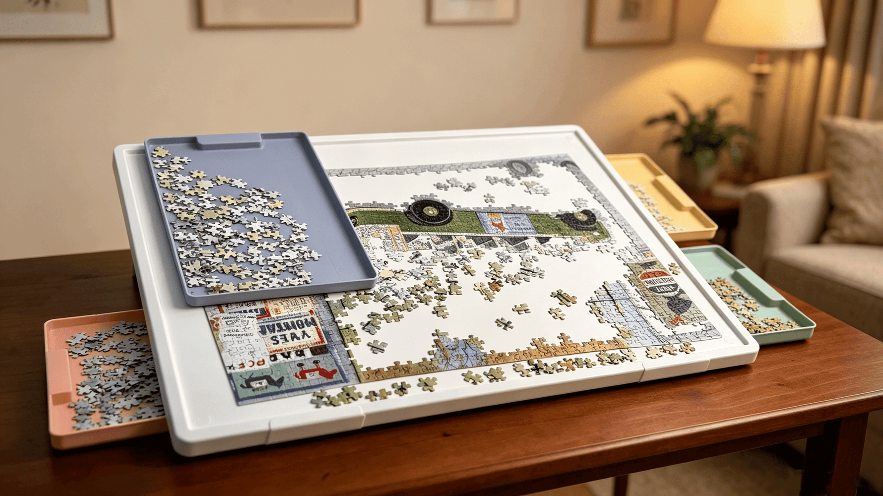 Never Lose a Puzzle Piece Again: Smart Puzzle Board with Drawers & Cover