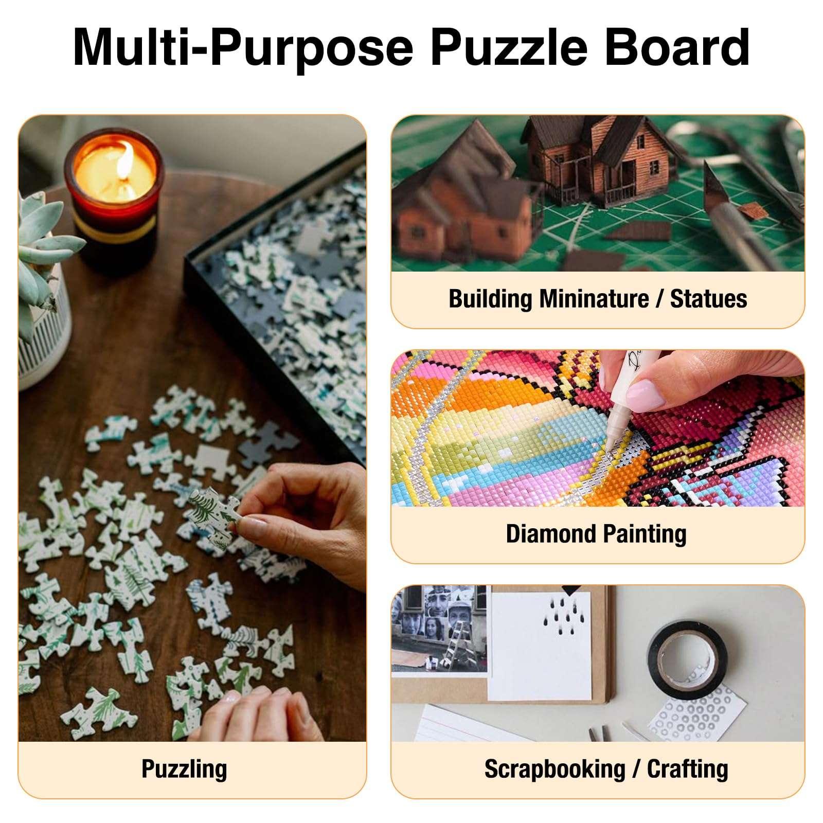 1000 Piece Rotating Puzzle Board – Plastic, Gray Drawers - Playboda