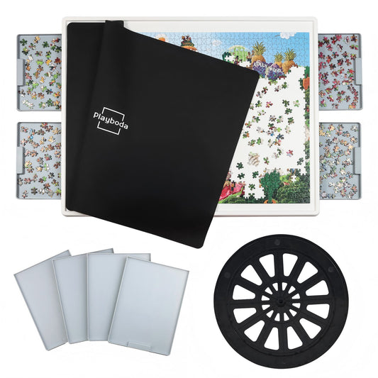 1500 Piece Puzzle Tables with Drawers – Rotating Jigsaw Table for Adults