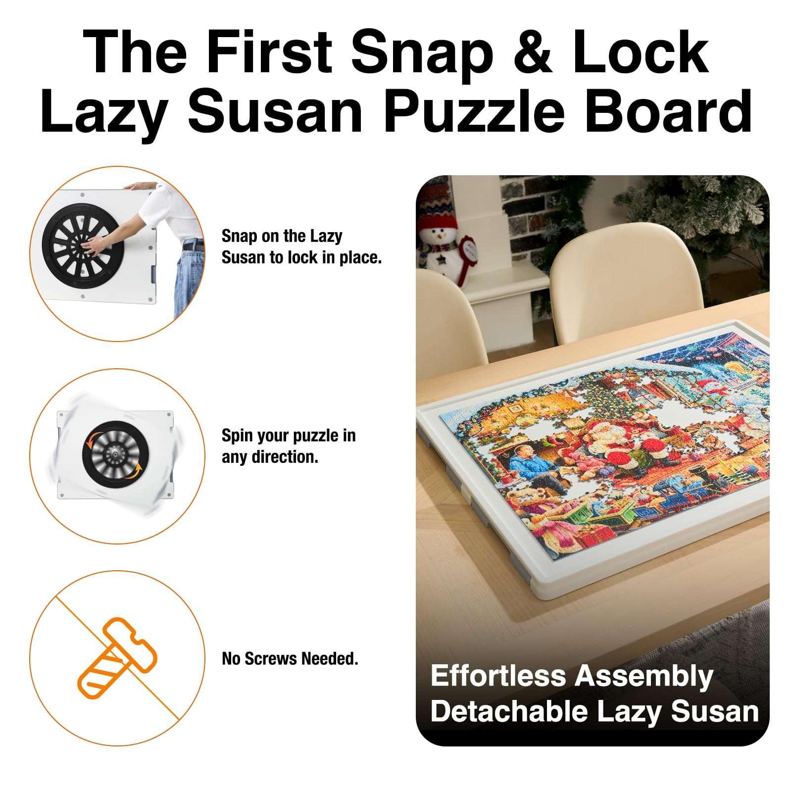 1000 Piece Rotating Puzzle Board – Plastic, Gray Drawers - Playboda