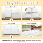Step by step assembly guide for 2-in-1 rotating and tilting puzzle board, easy to install jigsaw puzzle table with screws and panels