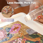 Puzzle glue applied without wax paper, hassle free sealing for jigsaw