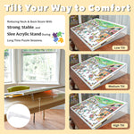 Adjustable tilting puzzle board with strong acrylic stand for comfort